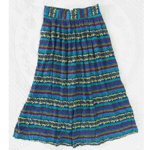 Vintage 90s Lee David Collection Large Rayon Maxi Skirt Floral Stripe Large NWT